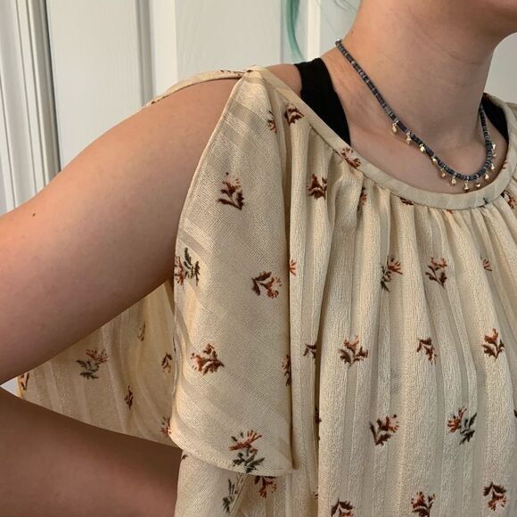 Vintage 1980’s Billowy Flutter Sleeve Print Dress Sz 10 - Picture 2 of 5